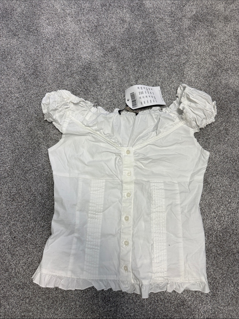 Brandy Melville White Ruffle-Trim Button Front Top